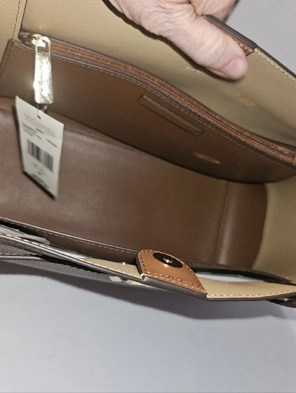NEW Michael Kors Reed Large Tote Bag Tan/Gold